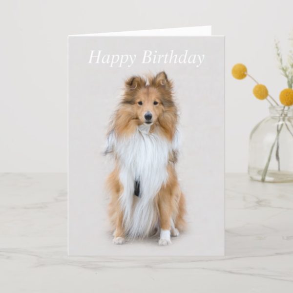 Shetland Sheepdog sheltie dog custom birthday card