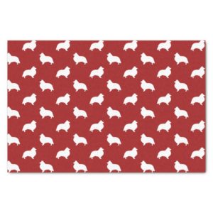 Shetland Sheepdog Silhouettes Pattern Red Tissue Paper