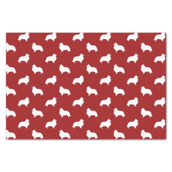 Shetland Sheepdog Silhouettes Pattern Red Tissue Paper