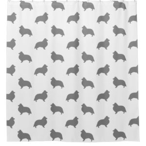 Shetland Sheepdog Silhouettes Pattern Shower Curtain