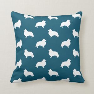 Shetland Sheepdog Silhouettes Pattern Throw Pillow