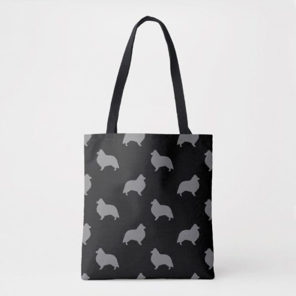 Shetland Sheepdog Silhouettes Pattern Tote Bag