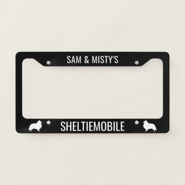 Shetland Sheepdog Silhouettes Sheltiemobile Custom License Plate Frame