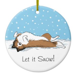 Shetland Sheepdog Snow Dog - Sheltie Holiday Ceramic Ornament