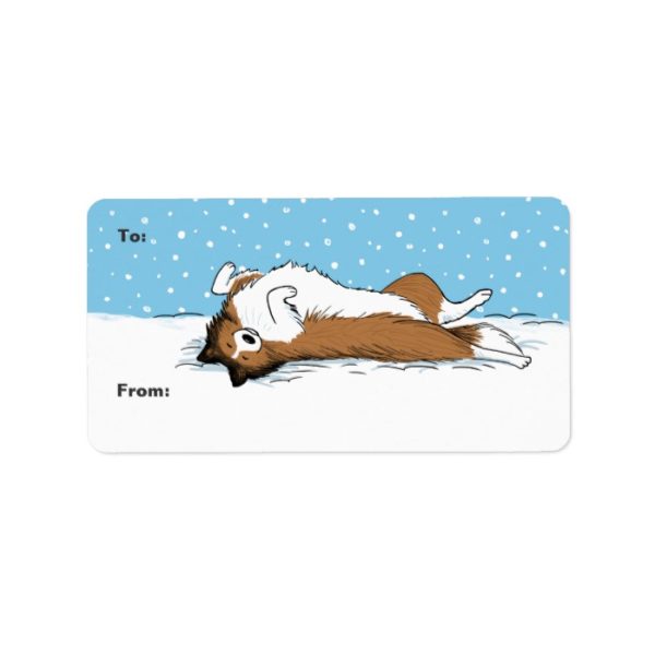 Shetland Sheepdog Snow Dog - Sheltie Holiday Label