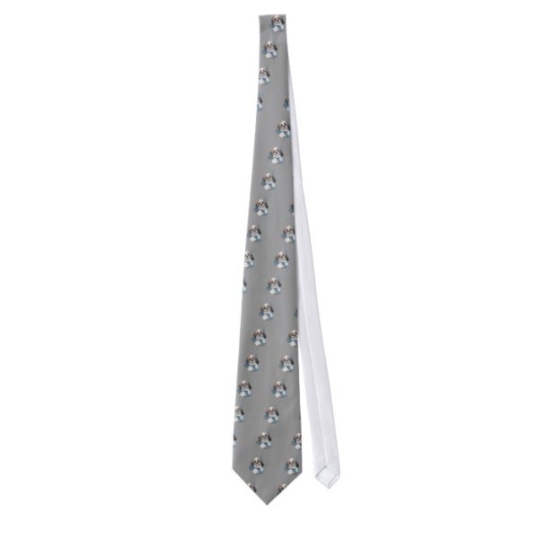 Shih Tzu and BLue Butterfly Apparel Neck Tie