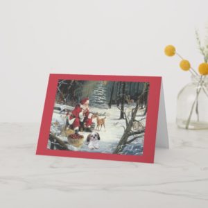 Shih Tzu Christmas Card Santa Woods1