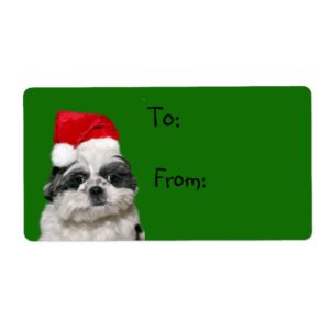 Shih Tzu Christmas gift tag