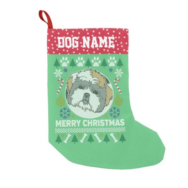 Shih Tzu Dog Breed Ugly Christmas Sweater Small Christmas Stocking
