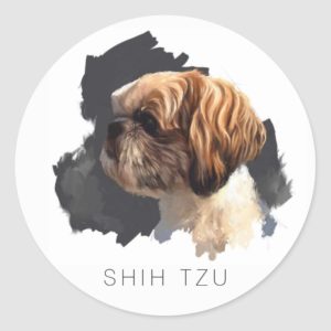 Shih Tzu Original Fine Art Round Sticker