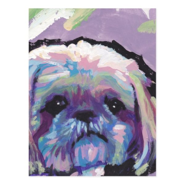 shih tzu pop dog art postcard