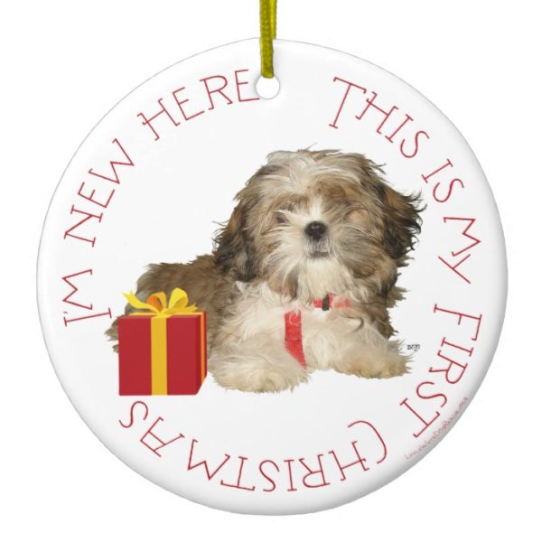 Shih Tzu Puppy First Christmas Ceramic Ornament