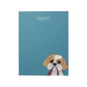 Shih Tzu Puppy on Blue To Do List Notepad