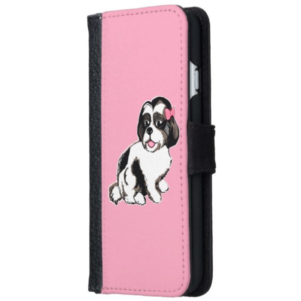 Shih Tzu Puppy Pink Phone Wallet Case