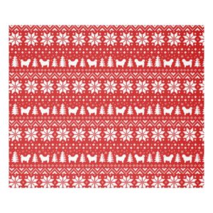 Shih Tzu Silhouettes Christmas Pattern Red Fleece Blanket