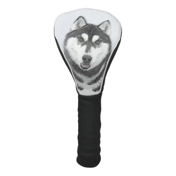 Siberian Husky (Black and White) Painting Dog Art Golf Head Cover