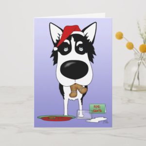 Siberian Husky Christmas Holiday Card