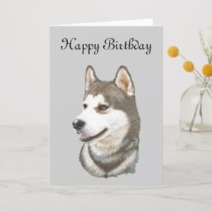 Siberian Husky Dog Art Card