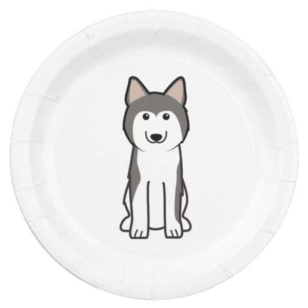 Siberian Husky Dog Cartoon Paper Plate