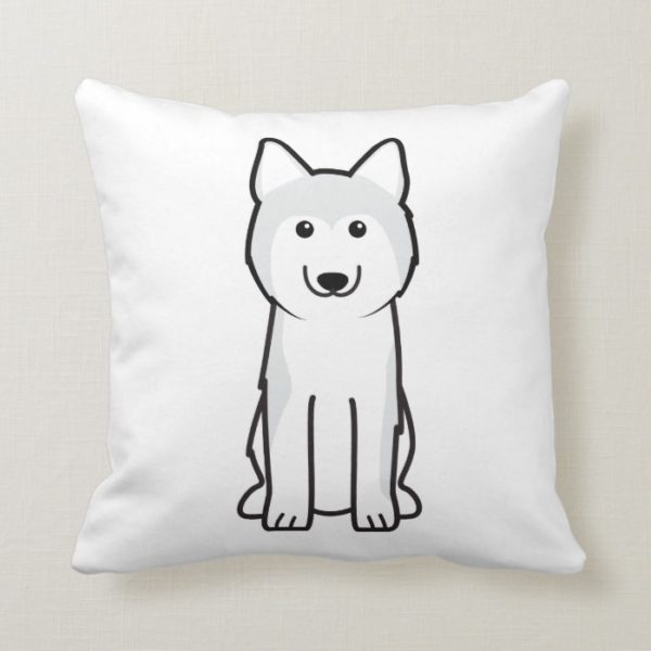 Siberian Husky Dog Cartoon Throw Pillow
