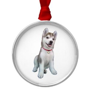 Siberian Husky Puppy Metal Ornament