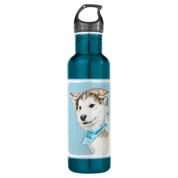 Siberian Husky Puppy Painting - Original Dog Art Water Bottle