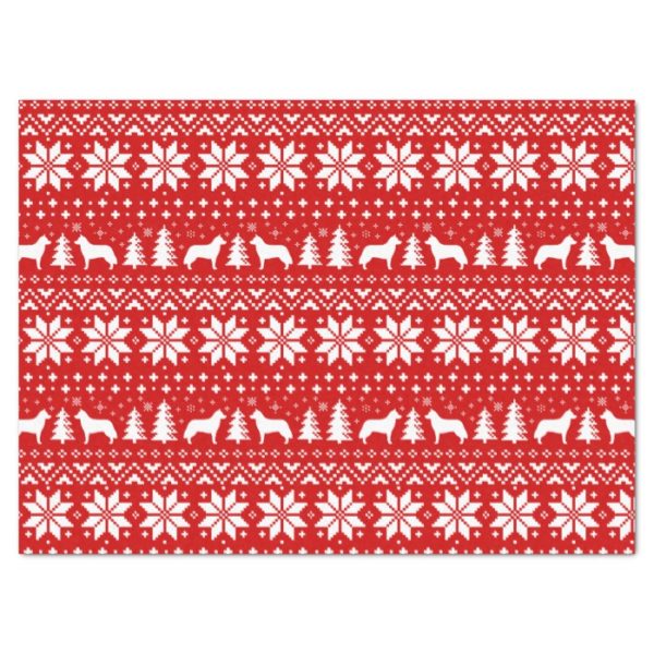 Siberian Husky Silhouettes Christmas Pattern Tissue Paper