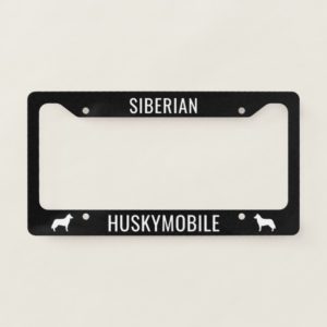 Siberian Husky Silhouettes Huskymobile Custom License Plate Frame