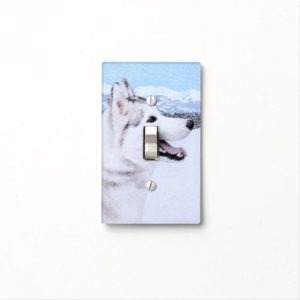 Siberian Husky (Silver and White) Painting Dog Art Light Switch Cover
