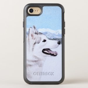 Siberian Husky (Silver and White) Painting Dog Art OtterBox iPhone Case