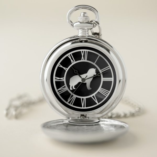Silver Siberian Husky Dog Pocket Watch