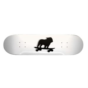 Skateboarding English Bulldog Silhouette Cool Dog Skateboard Deck