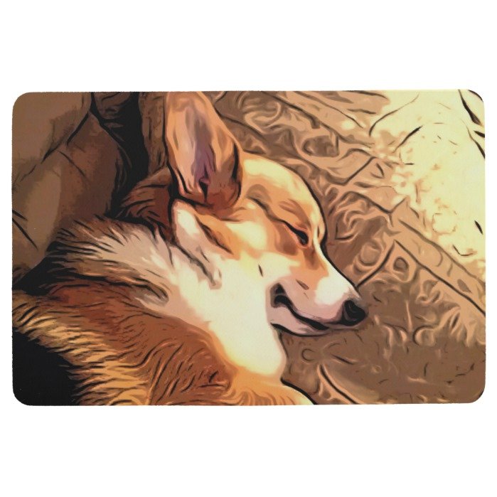 Sleepy Pembroke Welsh Corgi Floor Mat