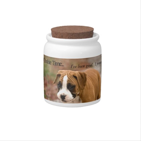 Smiling Boxer Dog, Dog Cookie Treats Jar