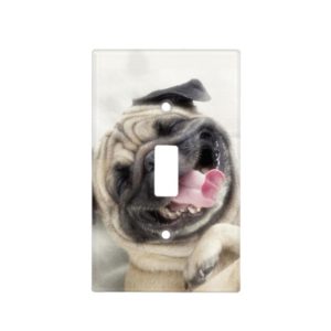 Smiling pug.Funny pug Light Switch Cover