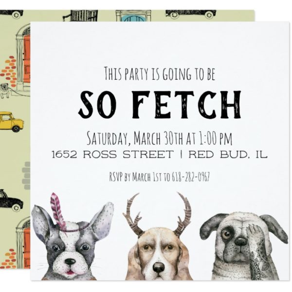 So Fetch Puppy Themed Party Invitation