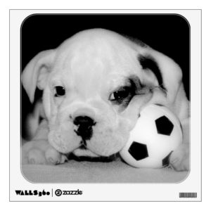 "Soccer Puppy" English Bulldog Wall Sticker