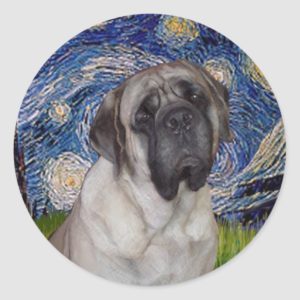 Starry Night - Bull Mastiff Portrait Classic Round Sticker