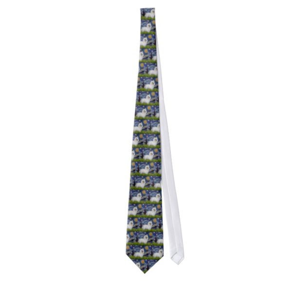 Starry Night - Coton de Tulear 5 Neck Tie