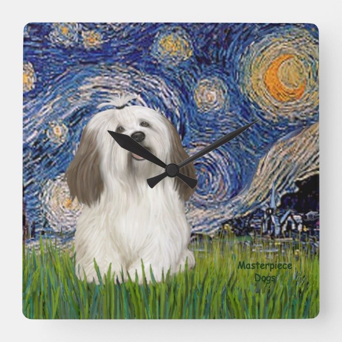 Starry Night - Havanese (#1) Square Wall Clock