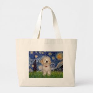 Starry Night - Havanese Puppy Large Tote Bag