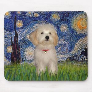 Starry Night - Havanese Puppy Mouse Pad