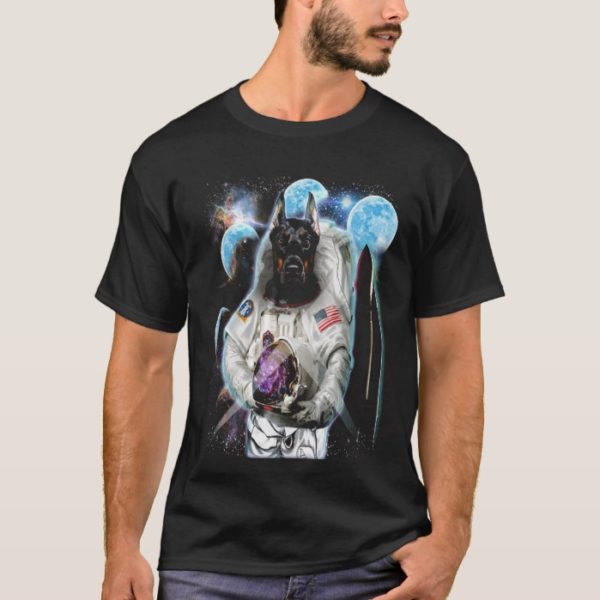 T-Shirt, Doberman Dog in Astronaut Suit, Space Shu T-Shirt