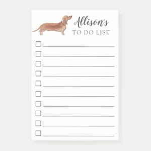Tan Dachshund Dog Personalized To Do List Post-it Notes