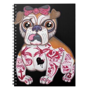 Tattooed English Bulldog design Notebook