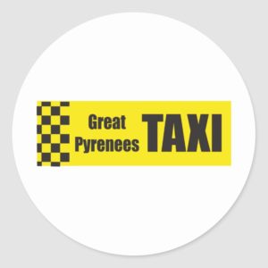 Taxi Great Pyrenees Classic Round Sticker