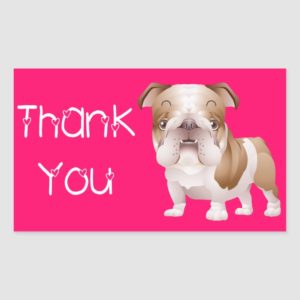 Thank You English Bulldog  Puppy Dog Pink Stickers