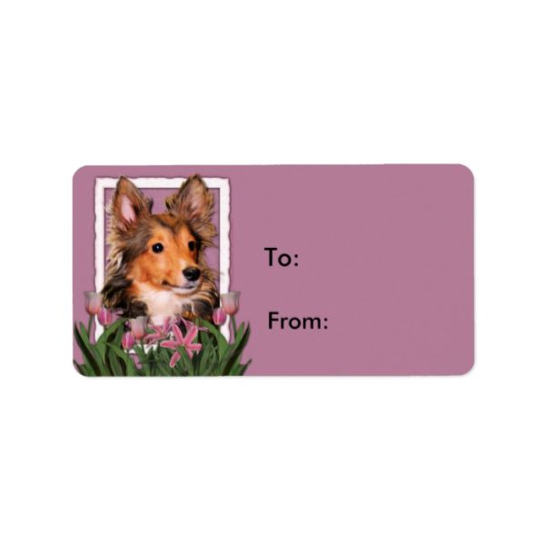 Thank You - Pink Tulips - Sheltie Puppy - Cooper Label