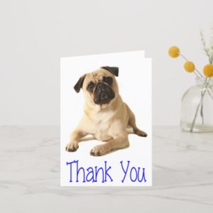 Thank You Pug Puppy Dog Blank Note Card
