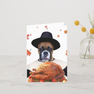 Thanksgiving boxer dog notecard